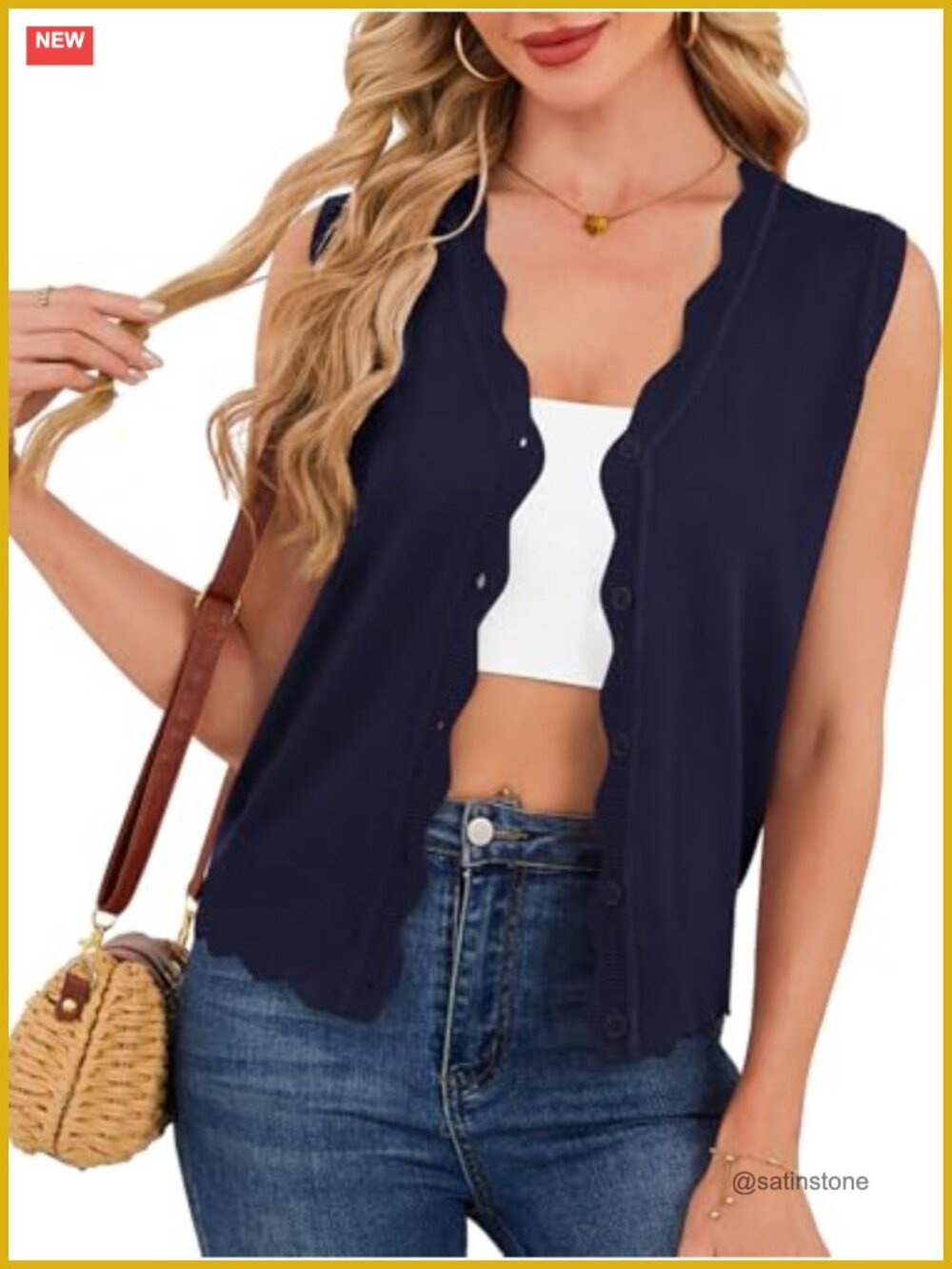 Knit Lightweight Sleeveless Cardigan Sweater Vest